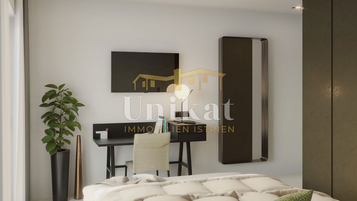 Novogradnja - dvojna hiša s bazenom 7 km od morja